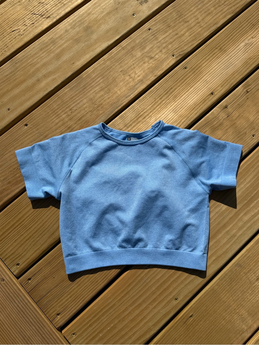 Light Blue Short Sleeve activewear crop